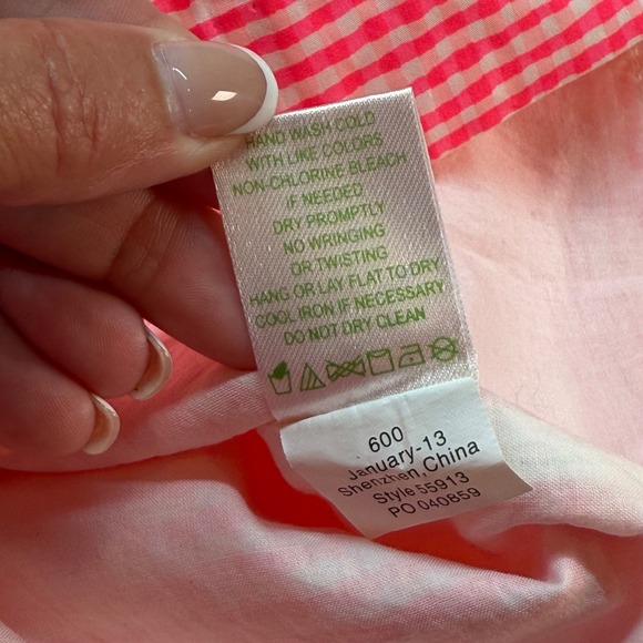 Lilly Pulitzer Pink Seersucker Strapless Peplum Ruffle Dress Size 4 Cotton - Picture 5 of 9